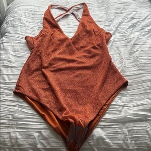 ASOS new Sparkling Rusty Orange metallic 14 bodysuit cruise resort wear
